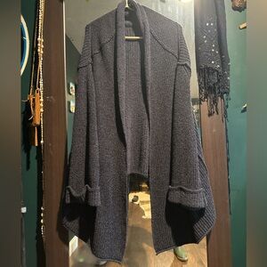 Free People slouchy cozy Blue/grey cardigan sweater